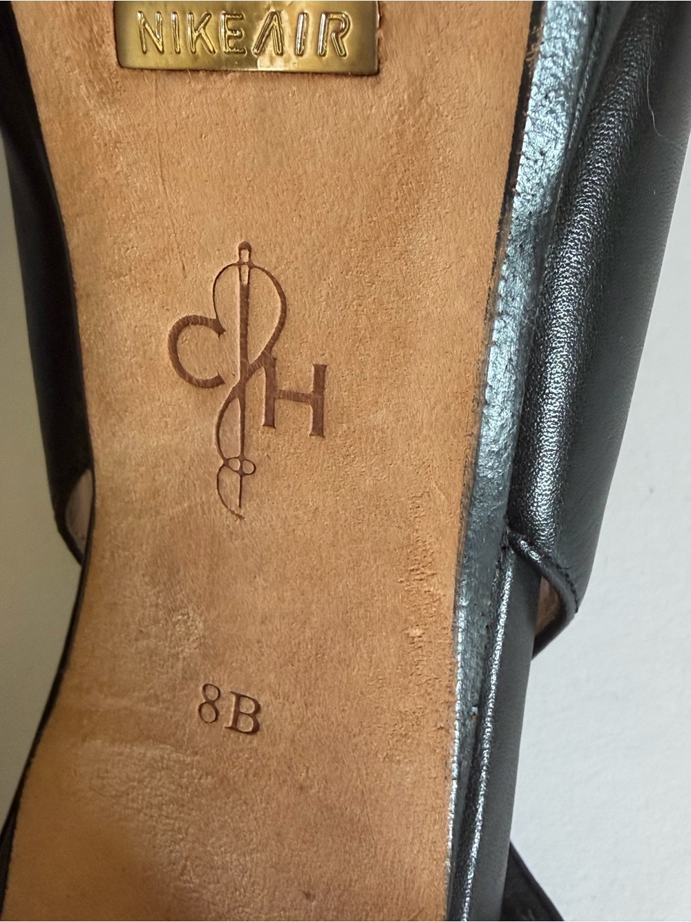 Cole Haan Black Leather Peep-Toe Slingback Heels Women’s Size 8 - Picture 7 of 8